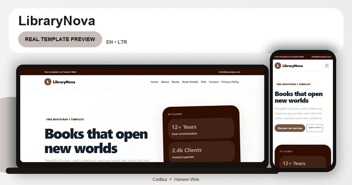 LibraryNova – Free Bootstrap 5 Books that open new worlds HTML Template
