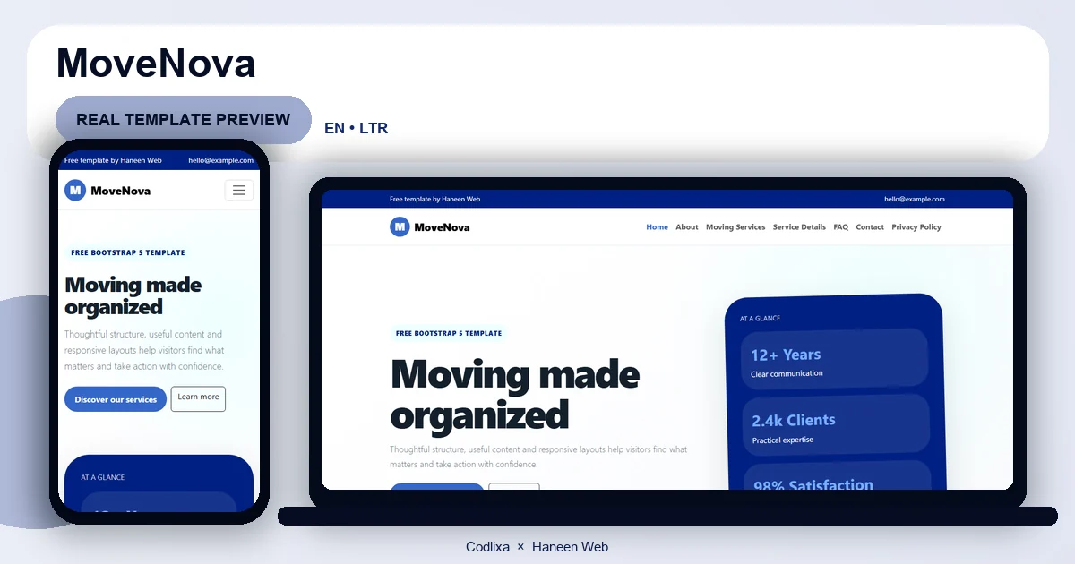 MoveNova – Free Bootstrap 5 Moving made organized HTML Template