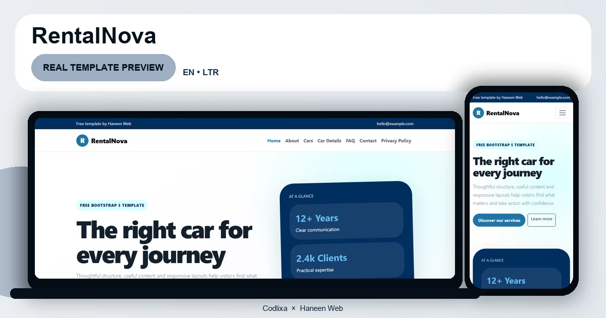 RentalNova – Free Bootstrap 5 The right car for every journey HTML Template