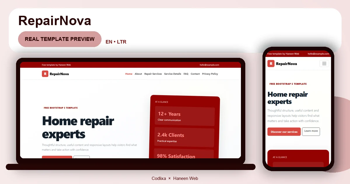 RepairNova – Free Bootstrap 5 Home repair experts HTML Template
