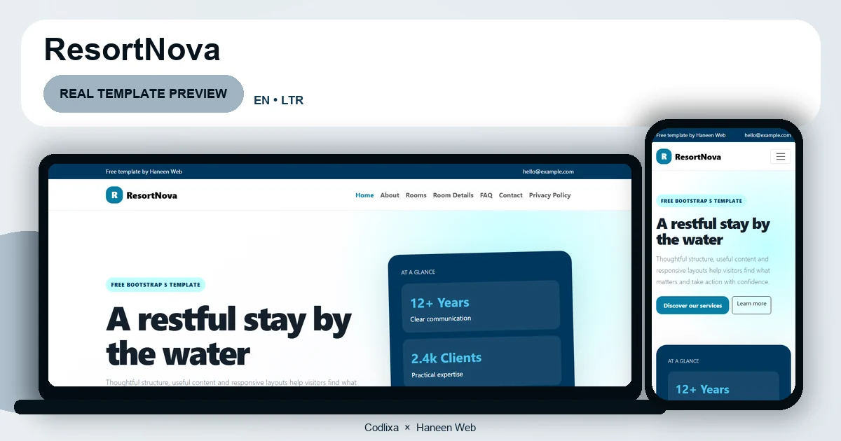 ResortNova – Free Bootstrap 5 A restful stay by the water HTML Template