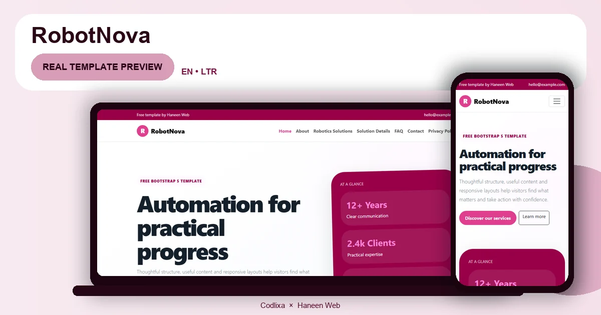 RobotNova – Free Bootstrap 5 Automation for practical progress HTML Template