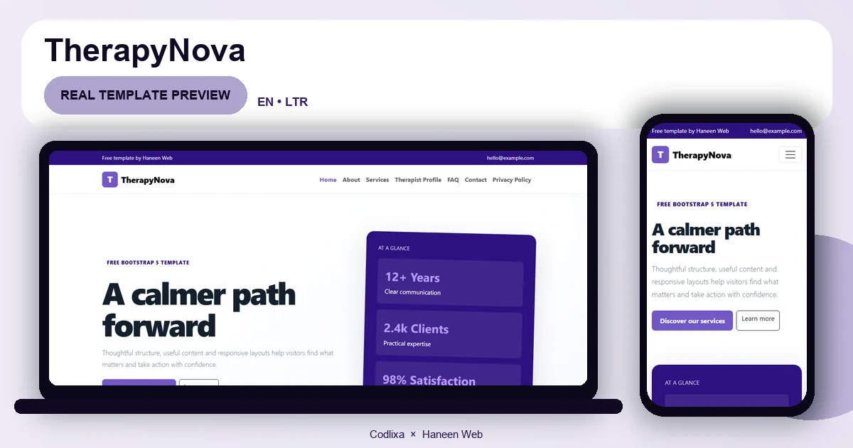 TherapyNova – Free Bootstrap 5 A calmer path forward HTML Template
