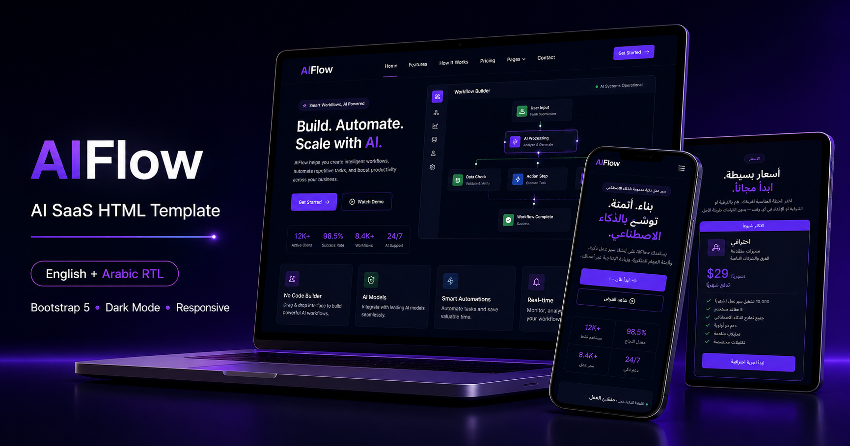 AIFlow – Free AI SaaS Bootstrap 5 HTML Template | RTL & LTR